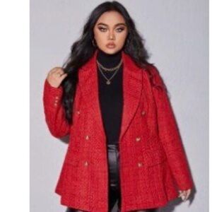 SHEIN Red Textured Blazer